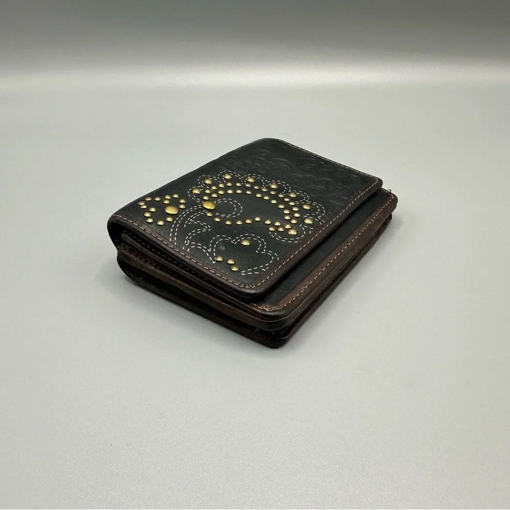 Fossil black Leather Floral Studded Women’s Wallet